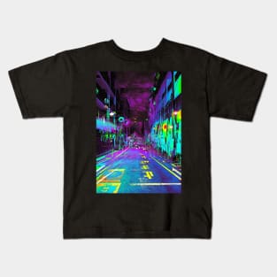 Tokyo Japan Alley Vaporwave Glitch Art Kids T-Shirt